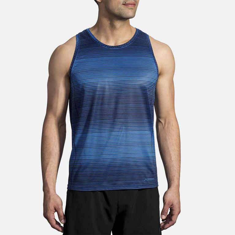 Brooks Men's GHOST Running Tank Top - Blue - Canada (QJBXA-7925)